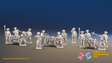 Seven Years’ War Russian Artillery Battery - 3-Pounders - Battalion Guns - Winter Uniform - 3 Guns and 13 Figures, front view. Supplied unpainted.