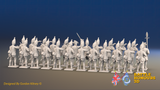 Seven Years’ War Prussian Grenadier Battalion - Firing Line - Pointed Lapel Lace and Coats Without Lapels - 30 Figures, rear view. Supplied unpainted.