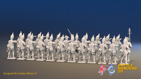 Seven Years’ War Prussian Grenadier Battalion - Firing Line - Set 3 and 4 - 24 Figures, rear view. Supplied unpainted.
