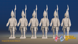 Seven Years’ War Russian Grenadiers - March Attack - Winter Uniform - Observation Corps, front view. Supplied unpainted.