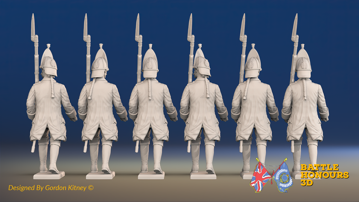 Seven Years’ War Russian Grenadiers - March Attack - Winter Uniform - Observation Corps, rear view. Supplied unpainted.