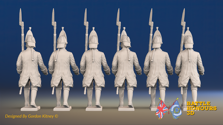 Seven Years’ War Russian Grenadiers - March Attack - Winter Uniform - Observation Corps, rear view. Supplied unpainted.