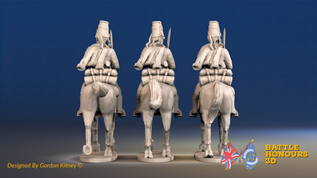 Seven Years’ War Prussian Hussars - Trotting - Mirlitons, Set 2, rear view. Supplied unpainted.