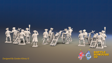 Seven Years’ War Russian Artillery Battery - 12-Pounders - Unicorns - Summer Uniform - 3 Guns and 13 Figures, rear view. Supplied unpainted.