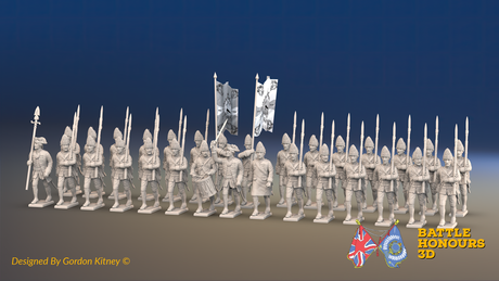 Seven Years’ War Prussian Fusilier Battalion - March Attack - Set 3 - 30 Figures, front view. Supplied unpainted.