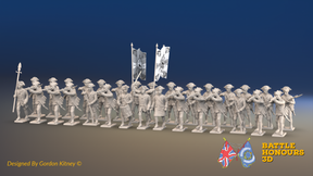 Seven Years’ War Prussian Musketeer Battalion - Firing Line - Set 2 - 30 Figures, front view. Supplied unpainted.
