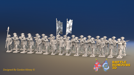 Seven Years’ War Prussian Musketeer Battalion - Firing Line - Set 2 - 30 Figures, front view. Supplied unpainted.