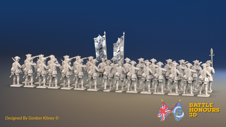 Seven Years’ War Prussian Musketeer Battalion - Firing Line - Set 2 - 30 Figures, rear view. Supplied unpainted.