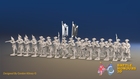 Seven Years’ War Russian Musketeer Battalion - Firing Line - Winter Uniform - Observation Corps - 30 Figures, front view. Supplied unpainted.