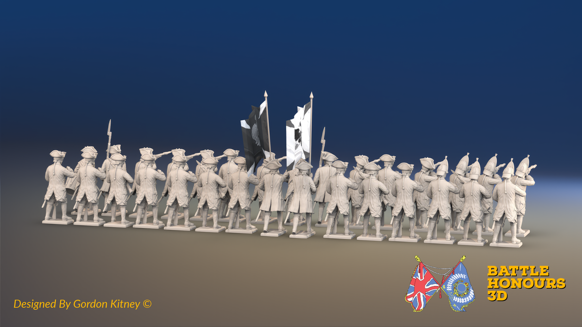 Seven Years’ War Russian Musketeer Battalion - Firing Line - Winter Uniform - Observation Corps - 30 Figures, rear view. Supplied unpainted.
