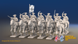 Seven Years’ War Prussian Dragoon Regiment - Galloping - Tricornes - 12 Mounted Figures, front view. Supplied unpainted.