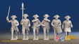Seven Years’ War Prussian Musketeers Command - Charging - Straight Lapel Lace, front view. Supplied unpainted.