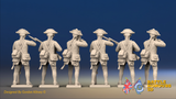 Seven Years’ War Prussian Musketeers - Firing Line - Pointed Lapel Lace, rear view. Supplied unpainted.