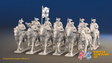 Seven Years’ War Prussian Cuirassier Regiment, front render; 12 mounted figures. Supplied unpainted; flags not included.