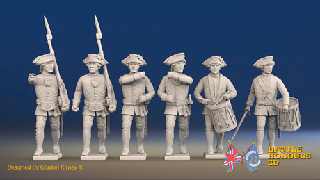 Seven Years’ War Russian Musketeers Command - Summer Uniform, front view. Supplied unpainted.