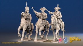 Seven Years’ War Prussian Frederick II and Mounted Command, front view. Supplied unpainted.