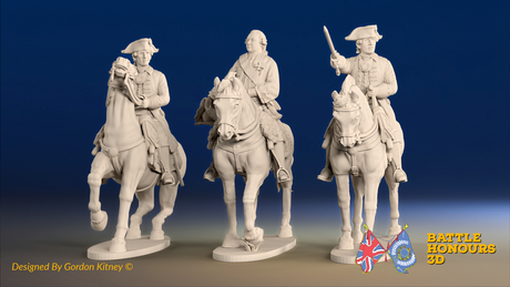 Seven Years’ War Russian Mounted Command - Set 2, front view. Supplied unpainted.