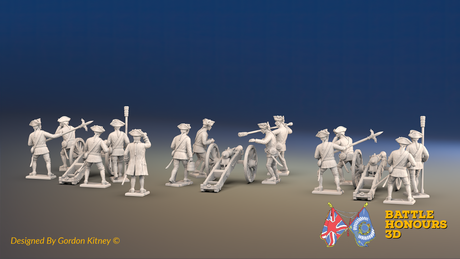 Seven Years’ War Russian Artillery Battery - 6-Pounders - Summer Uniform - 3 Guns and 13 Figures, rear view. Supplied unpainted.