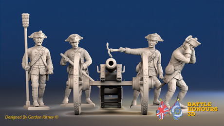 Seven Years’ War Prussian Foot Artillery - Firing Crew, front view. Supplied unpainted.