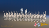 Seven Years’ War Prussian Fusilier Battalion - March Attack - Set 1 - 30 Figures, rear view. Supplied unpainted.