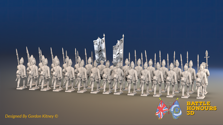 Seven Years’ War Prussian Fusilier Battalion - March Attack - Set 1 - 30 Figures, rear view. Supplied unpainted.