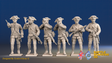 Seven Years’ War Prussian Jägers Command - Skirmishers - Gaiters and Straight Lace, front view. Supplied unpainted.