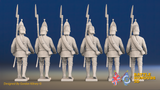 Seven Years’ War Russian Grenadiers - March Attack - Summer Uniform - Observation Corps - Rolled Coats, rear view. Supplied unpainted.