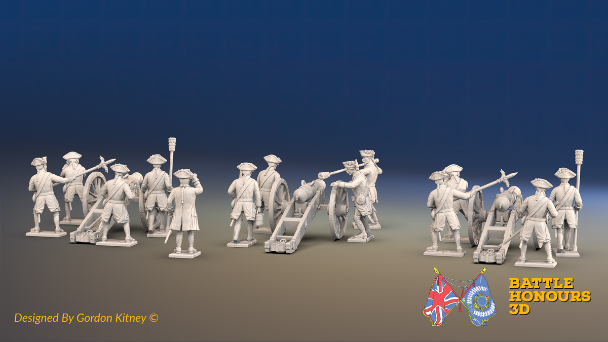 Seven Years’ War Russian Artillery Battery - 8-Pounders - Unicorns - Winter Uniform - 3 Guns and 13 Figures, rear view. Supplied unpainted.