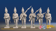 Seven Years’ War Prussian Grenadiers - Charging - Coats Without Lapels, front view. Supplied unpainted.