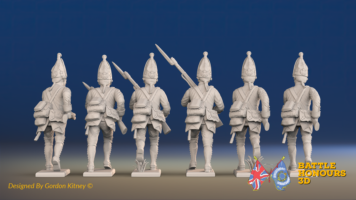 Seven Years’ War Prussian Grenadiers - Charging - Coats Without Lapels, rear view. Supplied unpainted.