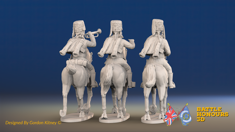 Seven Years’ War Russian Hussars Command - Fur Caps, rear view. Supplied unpainted.