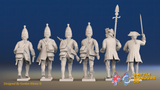 Seven Years’ War Prussian Grenadiers Command - Charging - Pointed Lapel Lace, rear view. Supplied unpainted.