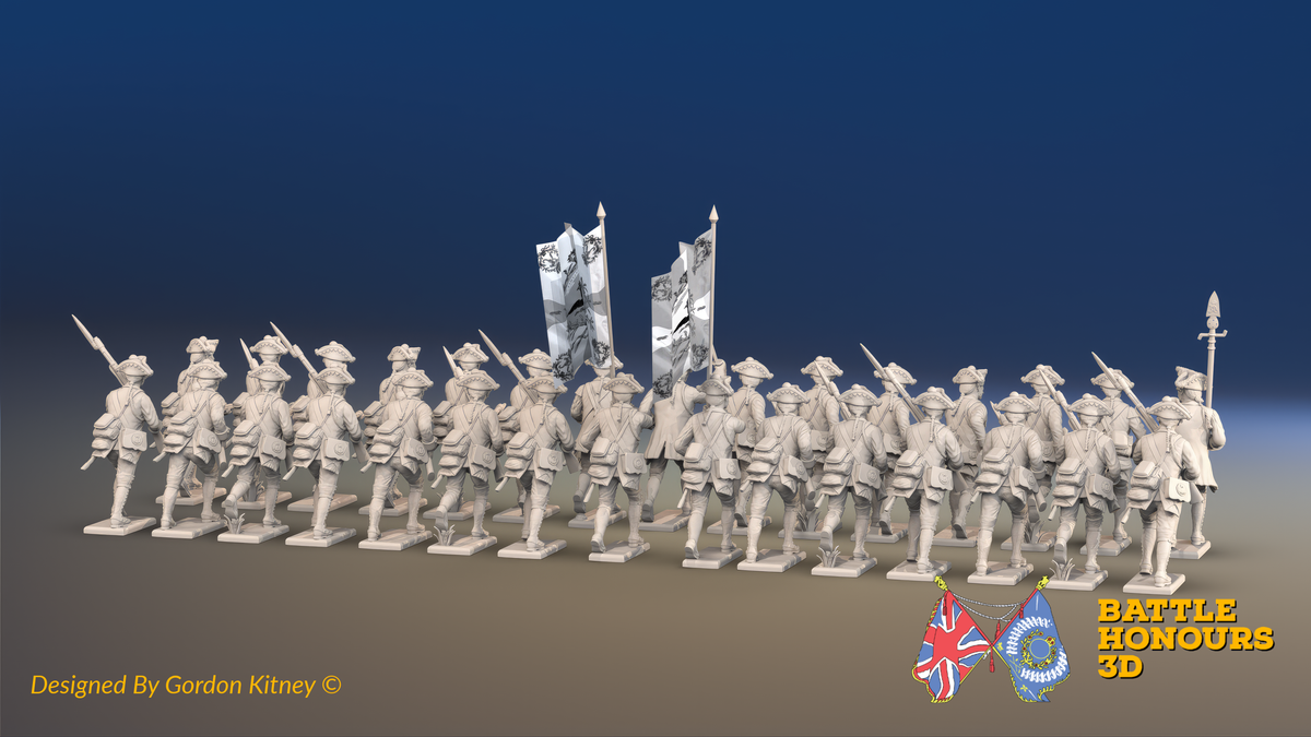 Seven Years’ War Prussian Musketeer Battalion - Charging - Set 15 - 30 Figures, rear view. Supplied unpainted.