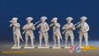 Seven Years’ War Russian Musketeers - Firing - Winter Uniform - Observation Corps - Rolled Cloaks, front view. Supplied unpainted.
