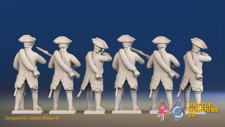 Seven Years’ War Russian Musketeers - Firing - Winter Uniform - Observation Corps - Rolled Coats, rear view. Supplied unpainted.