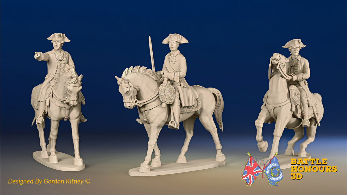 Seven Years’ War Russian Mounted Command - Set 1, front view. Supplied unpainted.