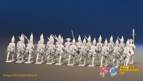 Seven Years’ War Prussian Grenadier Battalion - Charging - Set 2 - 24 Figures, rear view. Supplied unpainted.
