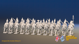 Seven Years’ War Prussian Grenadier Battalion - Charging - Straight Lapel Lace and Coats Without Lapels - 30 Figures, rear view. Supplied unpainted.