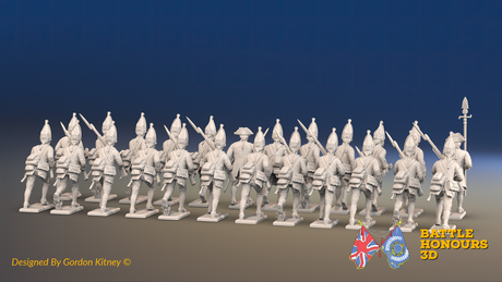 Seven Years’ War Prussian Grenadier Battalion - Charging - Set 2 and 4 - 24 Figures, rear view. Supplied unpainted.