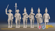 Seven Years’ War Prussian Grenadiers Command - March Attack - Set 15, front view. Supplied unpainted.