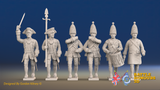 Seven Years’ War Prussian Grenadiers Command - March Attack - Set 15, front view. Supplied unpainted.