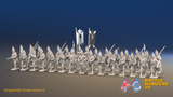 Seven Years’ War Russian Grenadier Battalion - Advancing - Winter Uniform - Observation Corps - Rolled Cloaks - 30 Figures, front view. Supplied unpainted.