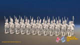 Seven Years’ War Prussian Grenadier Battalion - March Attack - Plain Lapels and Straight Lapel Lace - 30 Figures, rear view. Supplied unpainted.