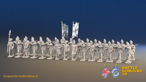 Seven Years’ War Prussian Fusilier Battalion - Firing Line - Set 3 - 30 Figures, front view. Supplied unpainted.