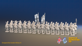 Seven Years’ War Prussian Fusilier Battalion - Firing Line - Set 3 - 30 Figures, rear view. Supplied unpainted.