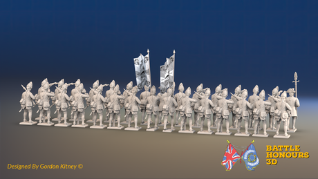 Seven Years’ War Prussian Fusilier Battalion - Firing Line - Set 3 - 30 Figures, rear view. Supplied unpainted.