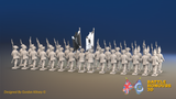 Seven Years’ War Russian Musketeer Battalion - March Attack - Summer Uniform - 30 Figures, rear view. Supplied unpainted.