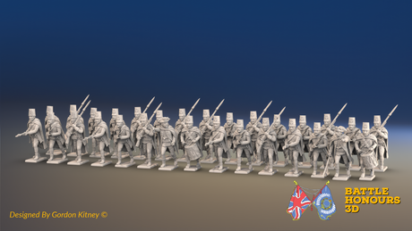 Seven Years’ War Russian Pandur Battalion - Charging - Winter Uniform - 30 Figures, front view. Supplied unpainted.