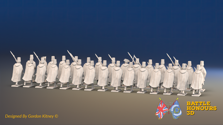 Seven Years’ War Russian Pandur Battalion - Charging - Winter Uniform - 30 Figures, rear view. Supplied unpainted.