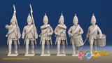 Seven Years’ War Russian Grenadiers Command - Winter Uniform - Rolled Cloaks, front view. Supplied unpainted.